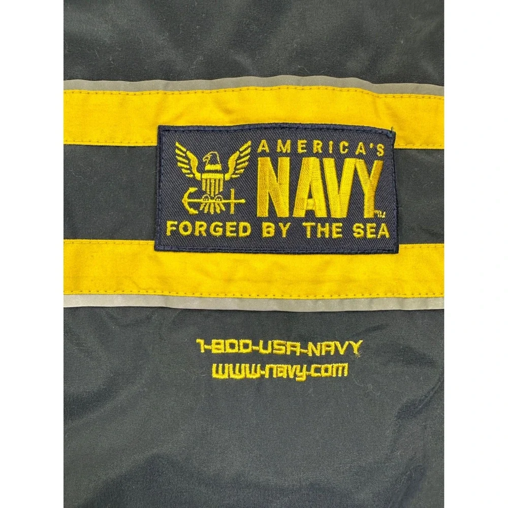 US Navy‎ Windbreaker Jacket Men's S Small Blue Yellow Forged by the Sea Full Zip